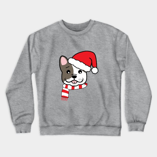 Christmas French Bulldog In Santa Hat Cute Holiday Dog Crewneck Sweatshirt by KevinWillms1